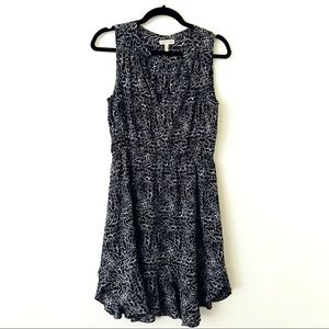 REBECCA TAYLOR Black & Cream Patterned Silk Dress